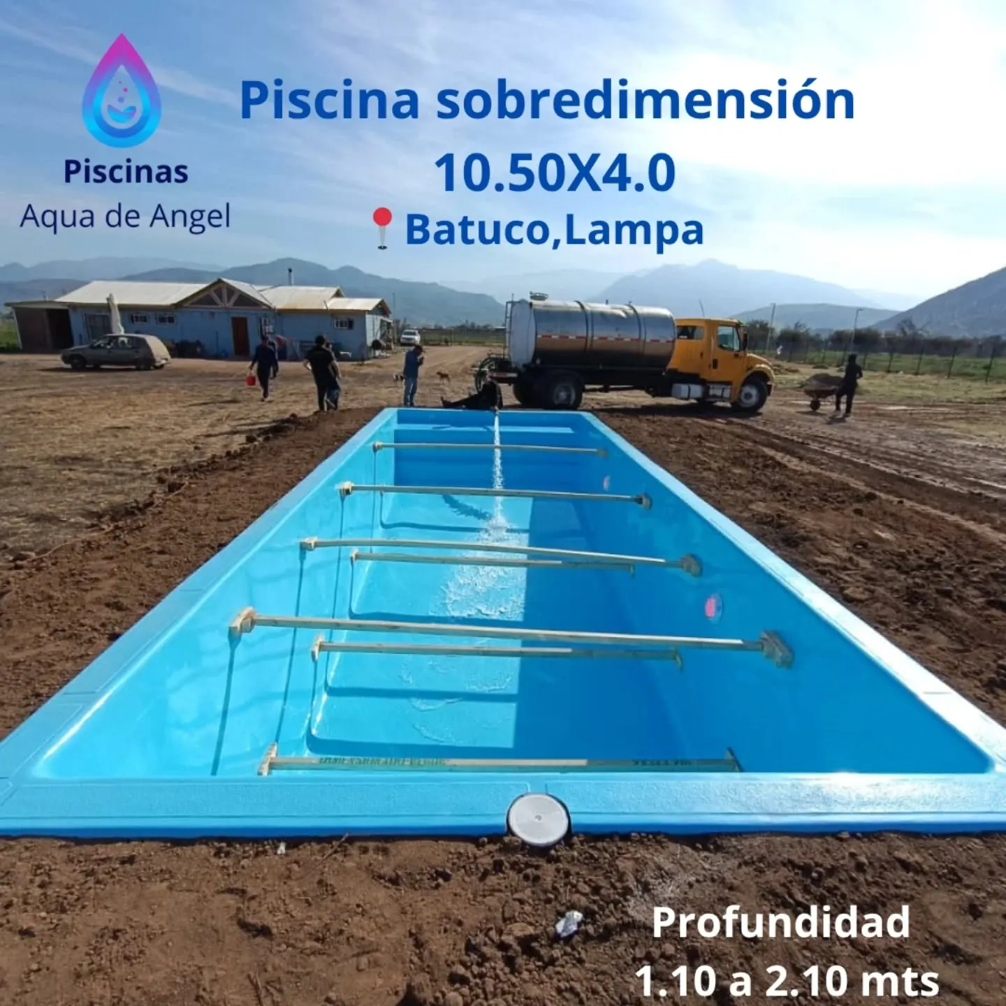 Piscina sobredimensión 10.50 x 4.0 instalado o referenciado en Batuco, Lampa