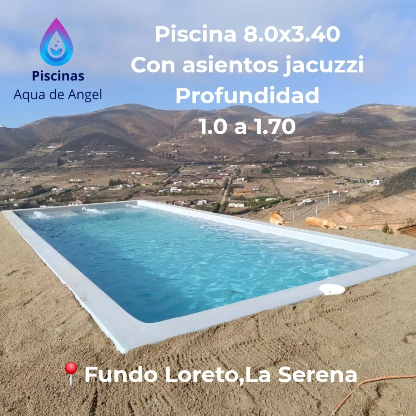 Piscina con jacuzzi integrado instalada en La Serena por Piscinas Aqua de Angel