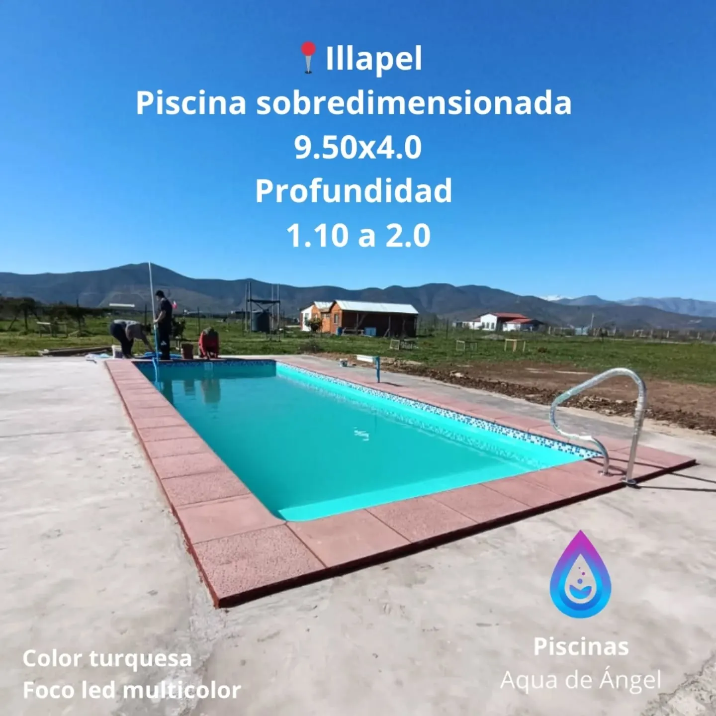 Piscina sobredimensión 9.50 x 4.0 turquesa instalado o referenciado en Illapel y Linares
