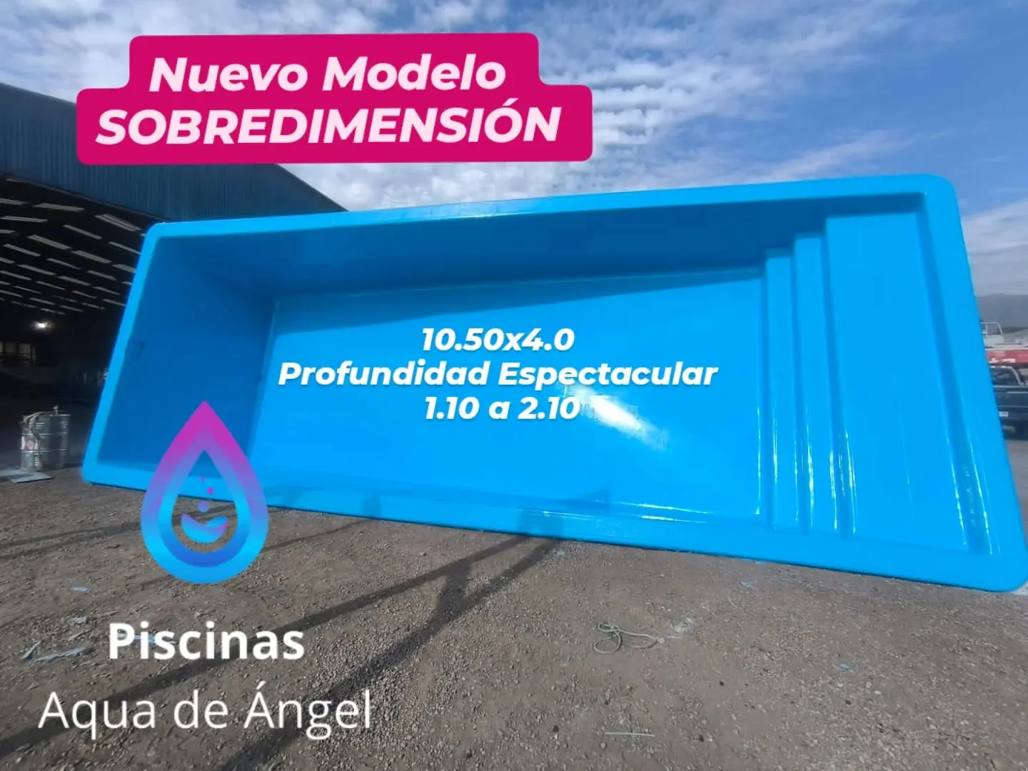Piscina sobredimensión 10.50 x 4.0 fabricada para instalación en Chile