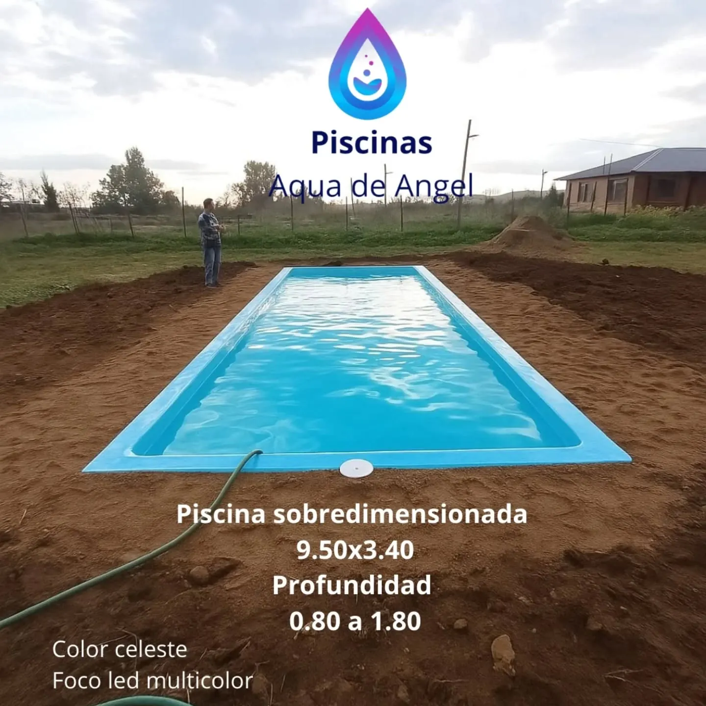 Piscina sobredimensionada 9.50 x 3.40 instalado o referenciado en Terminación celeste